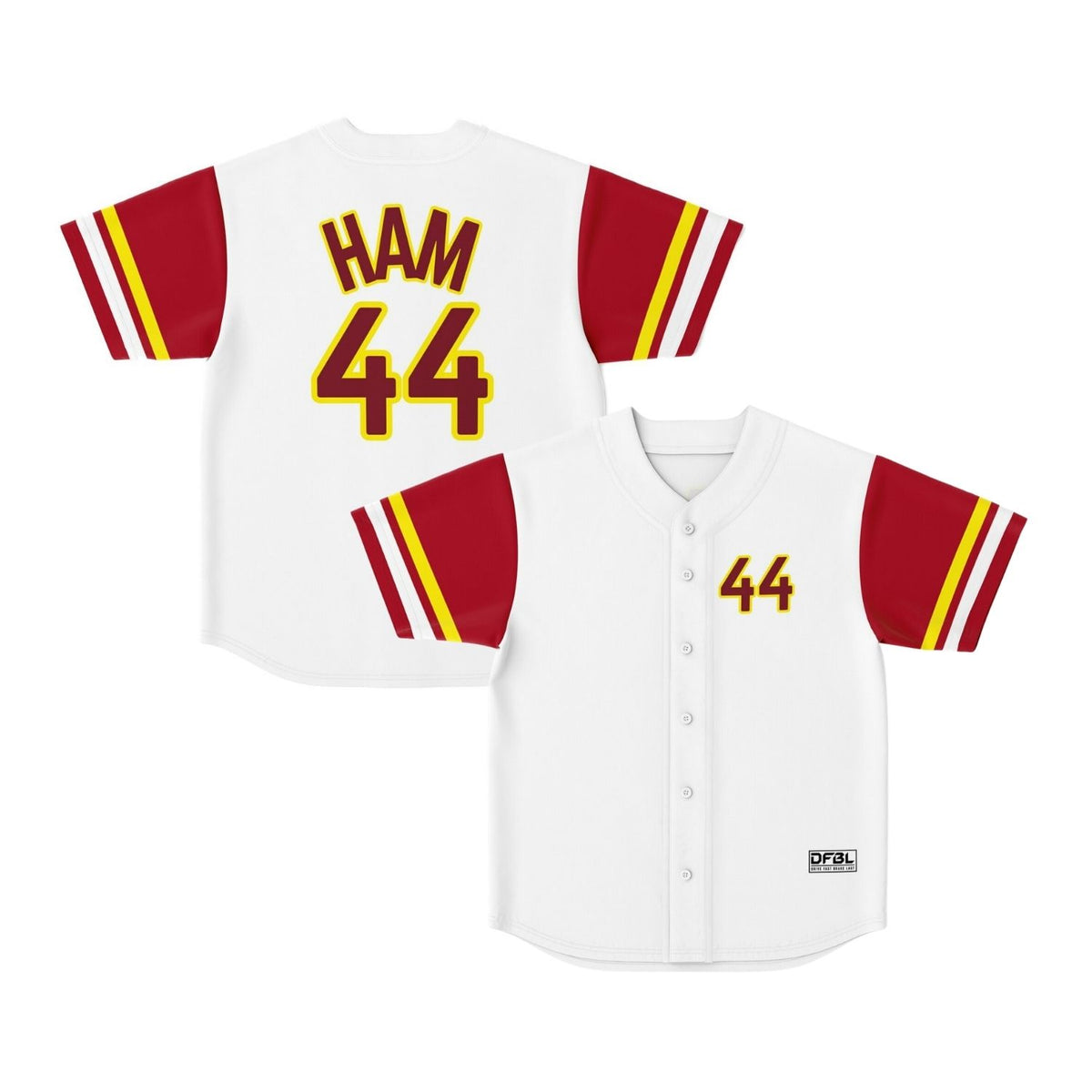 HAM44 Grandstand Collection Classic Baseball Jersey - Red/White