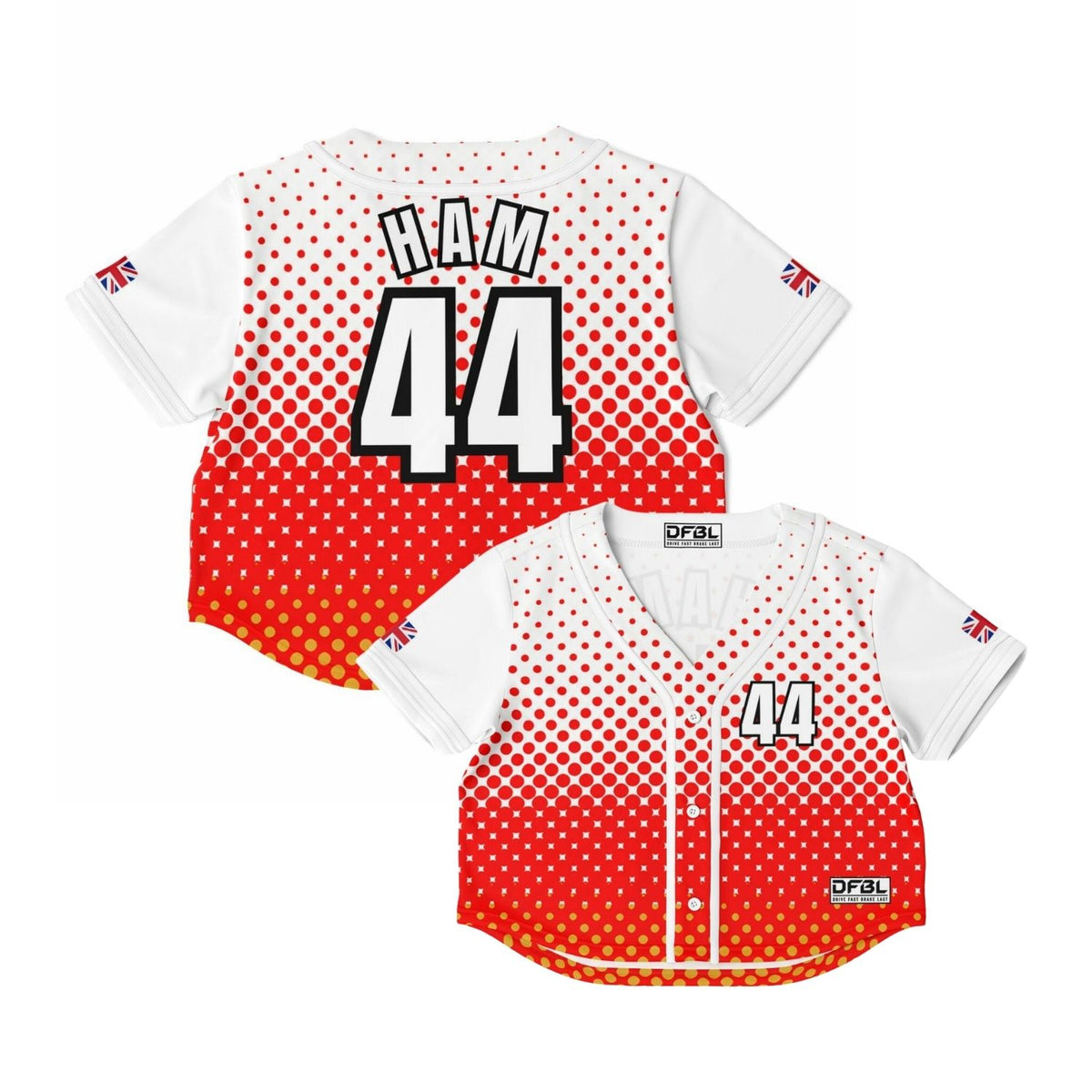 HAM44 Halftone Cropped Women's Baseball Jersey - Red