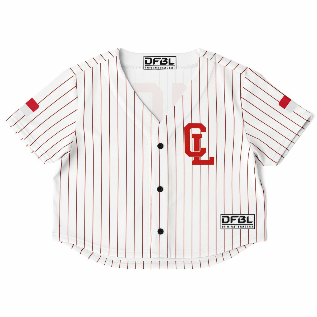 LEC Classic Pinstripe Cropped Women's Baseball Jersey - Red White