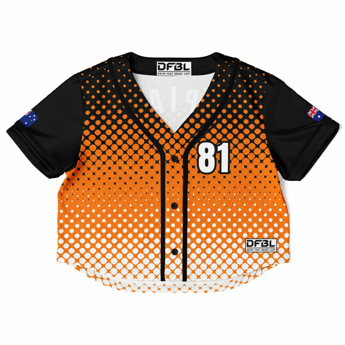 PIA81 Halt-tone Women's Cropped Baseball Jersey - Orange Black