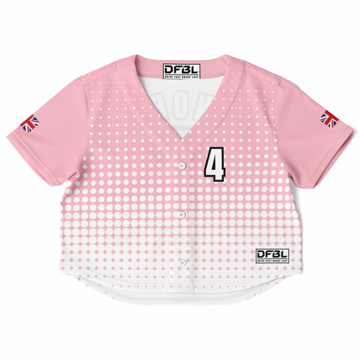 NOR4 Halftone Women's Cropped Baseball Jersey - Pink White