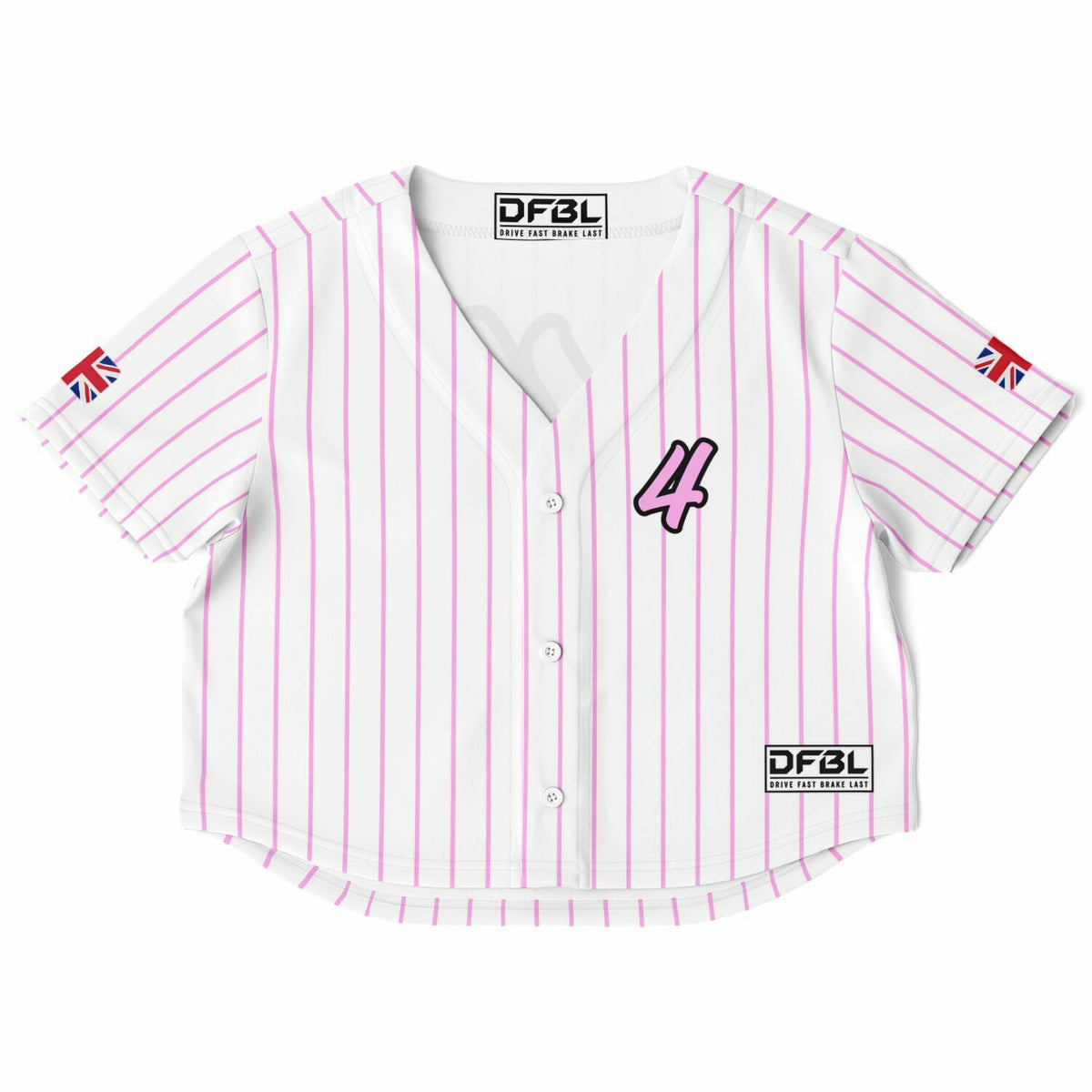 NOR4 Pinstripe Women's Cropped Baseball Jersey - Pink