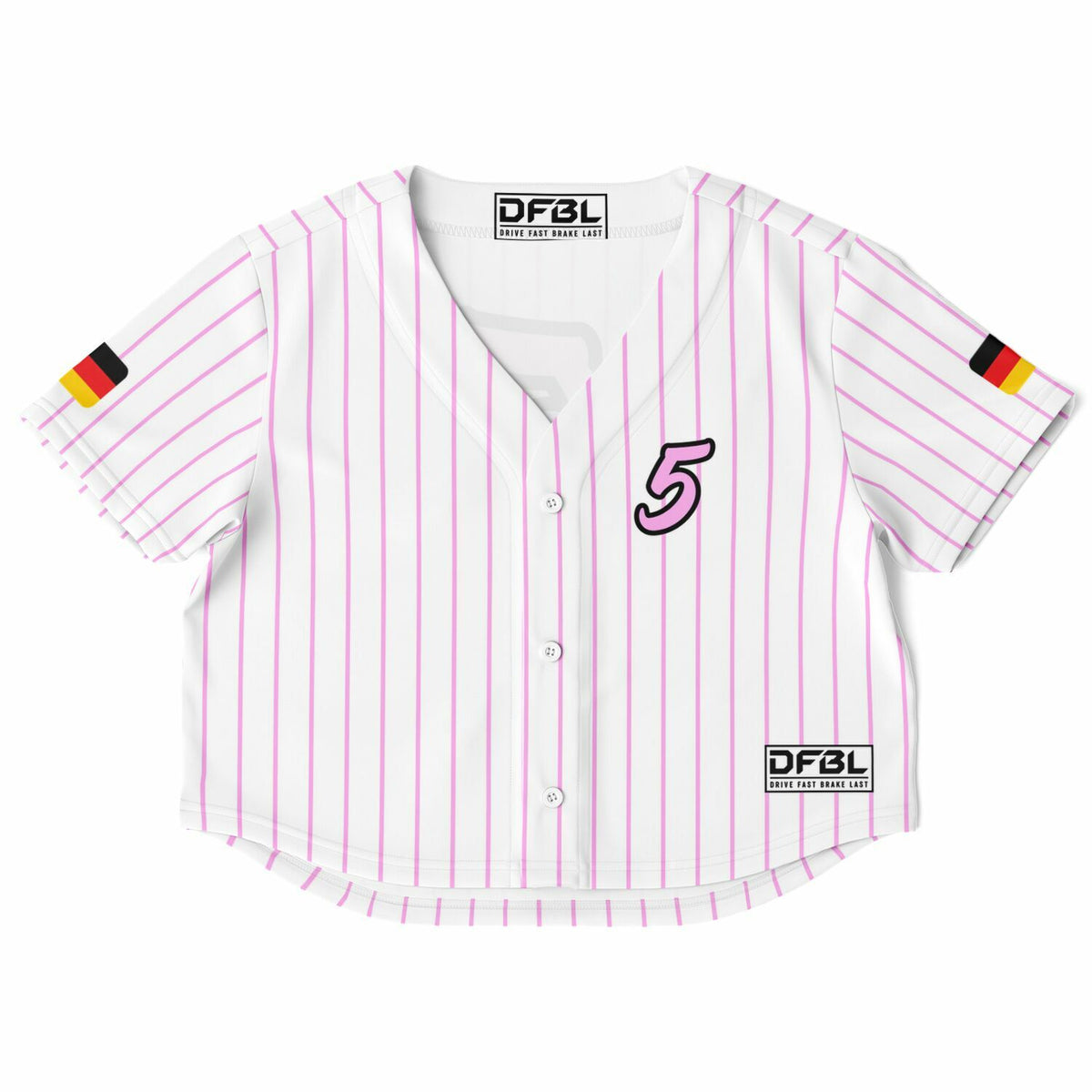 VET5 Pinstripe Women's Cropped Baseball Jersey - Pink