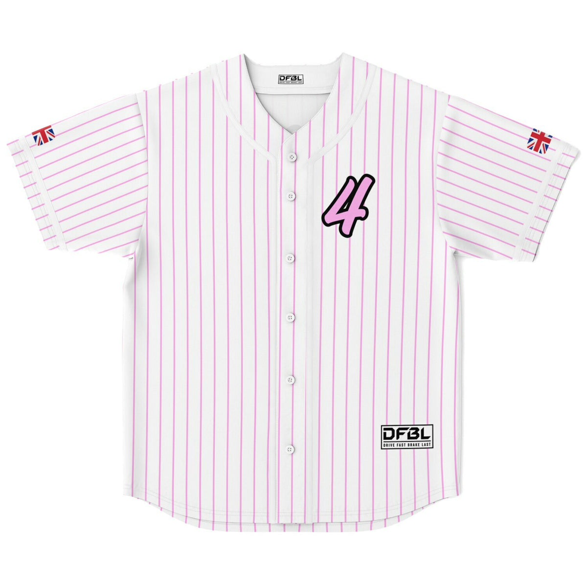 NOR4 Pinstripe Classic Baseball Jersey - White Pink