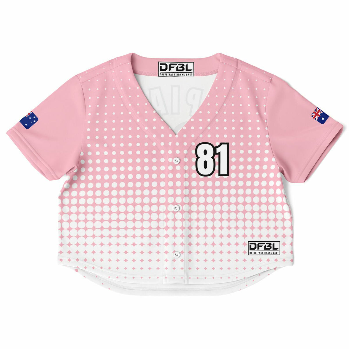 PIA81 Halftone Women's Cropped Baseball Jersey - Pink White