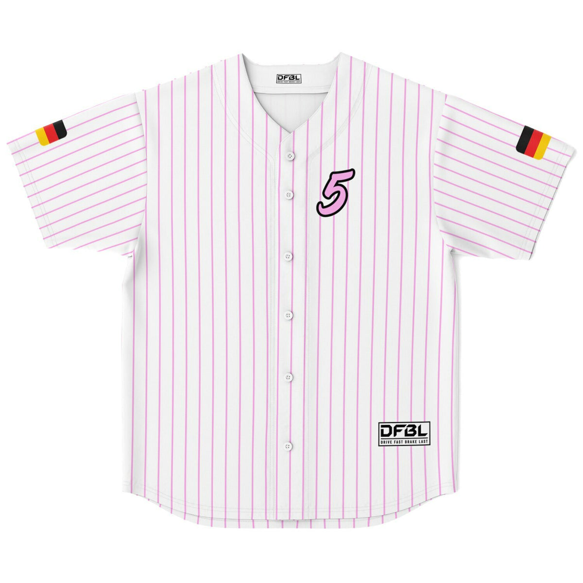 VET5 Pinstripe Classic Baseball Jersey - White/Pink