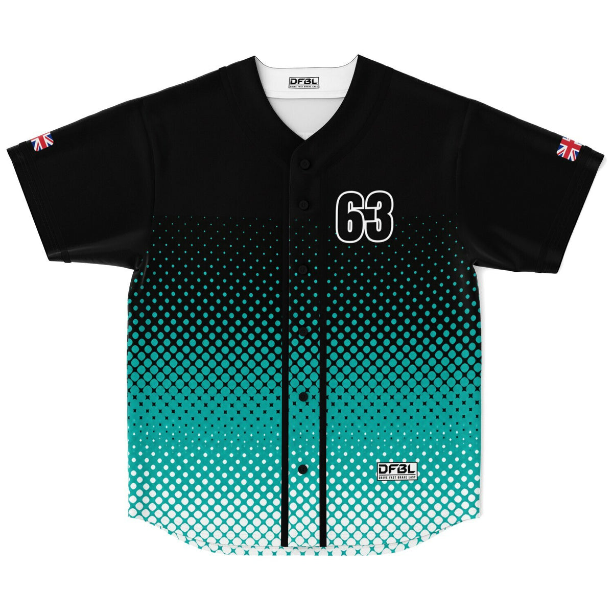 Russell Half-tone Baseball Jersey - Teal Black