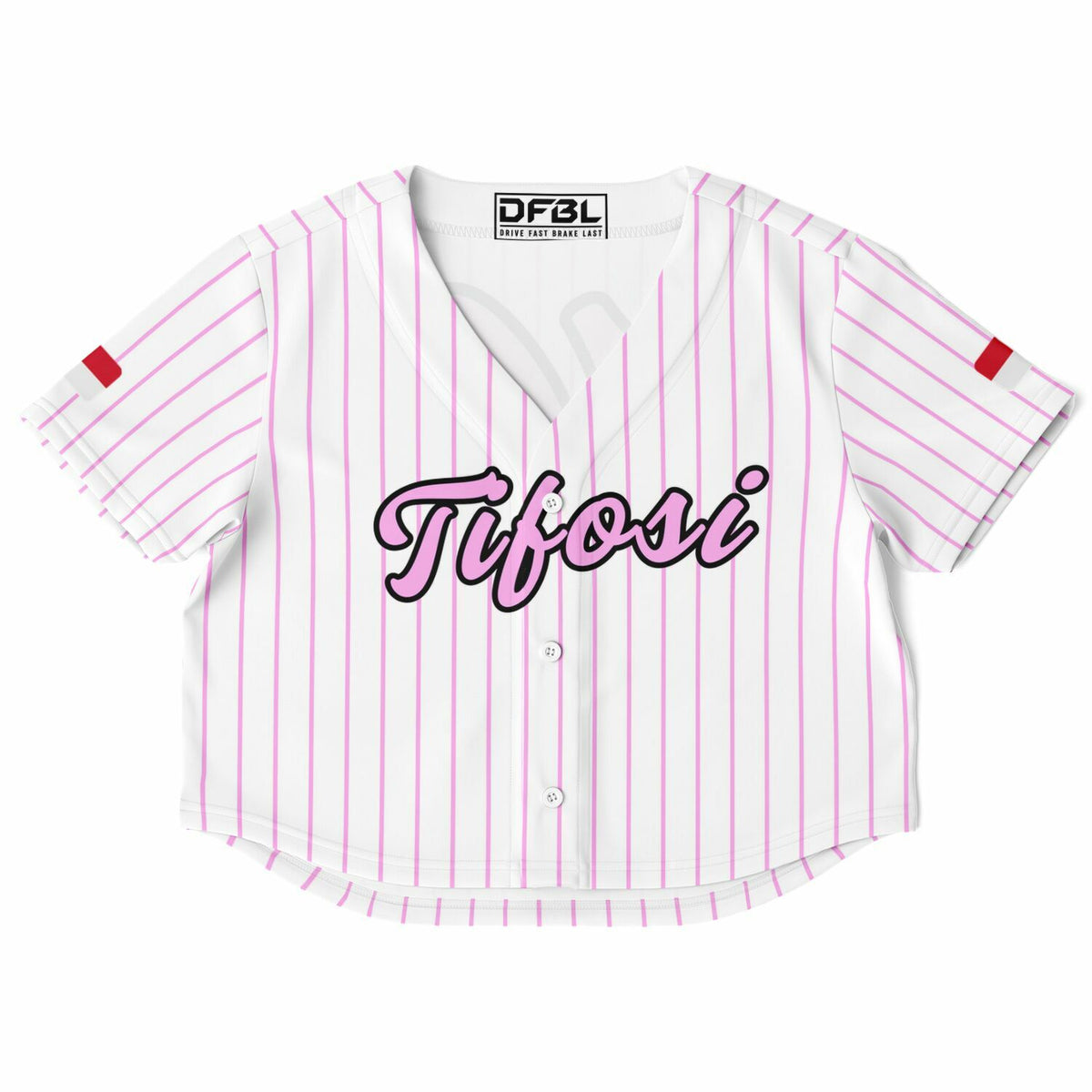 LEC16 Pinstripe Women's Cropped Baseball Jersey - Pink