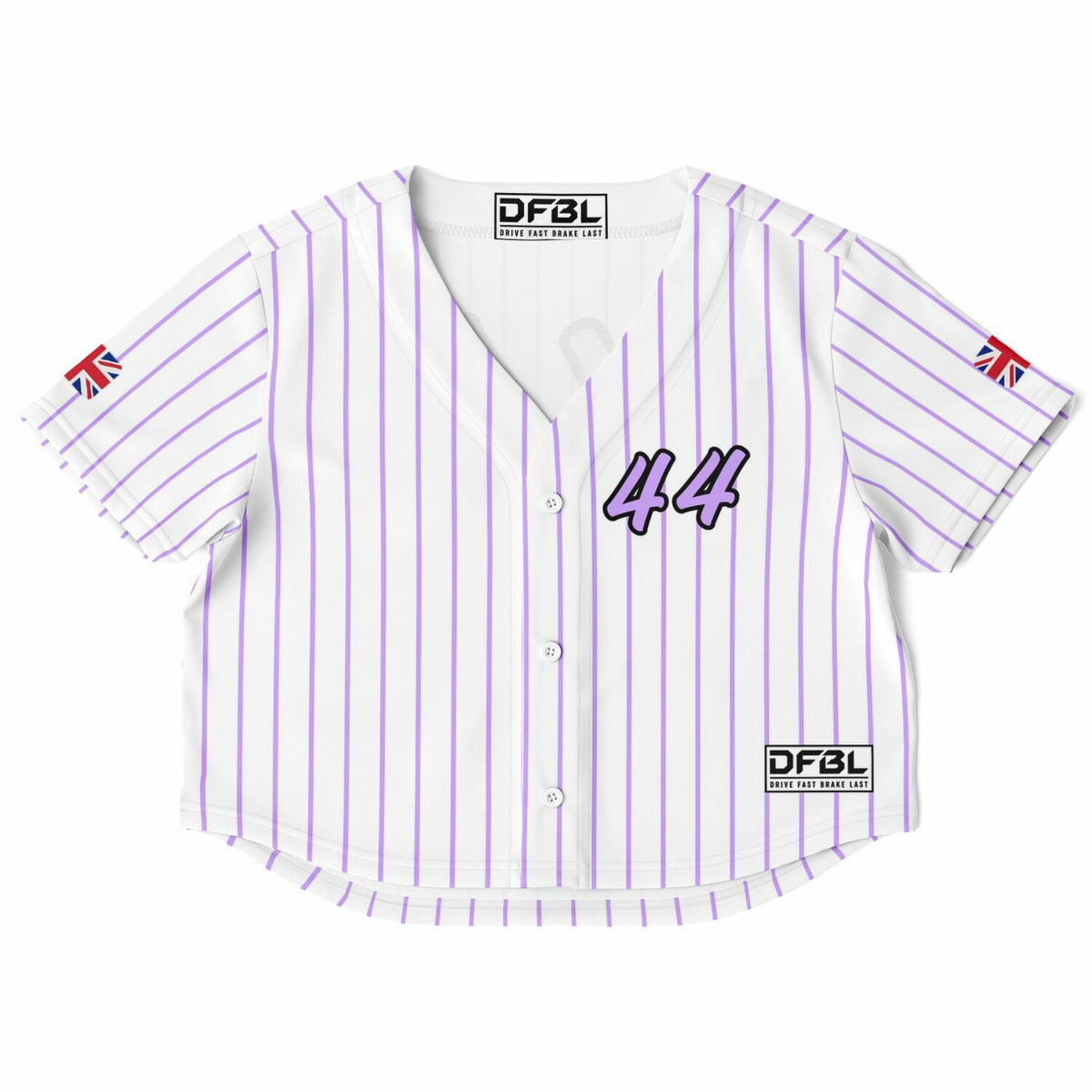 HAM44 Pinstripe Women's Cropped Baseball Jersey - White Lilac